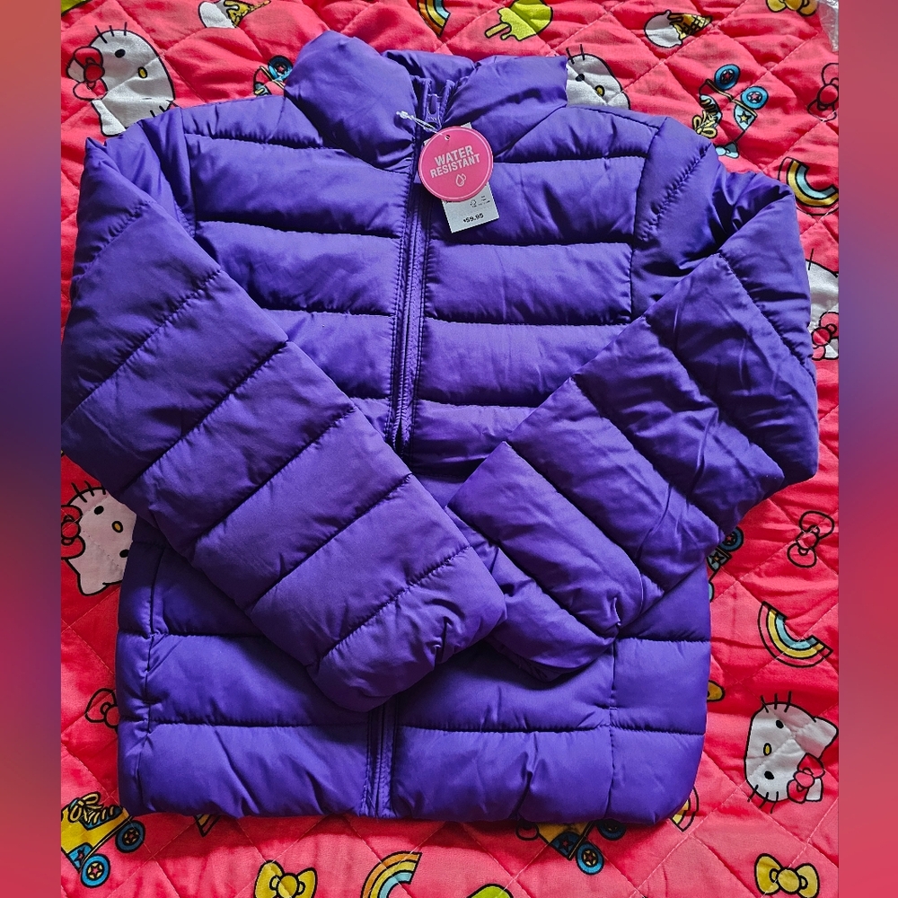 NWT Children Place Purple Puffer Jacket Winter Coat Sz 5/6